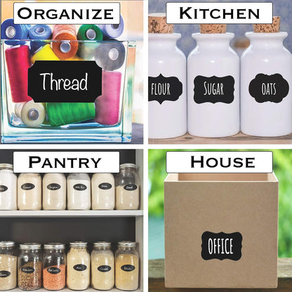 Chalkboard Jar Labels for Canning Mason Jars Premium Reusable Stickers Glass Chalk + 2 Large Erasable Markers (60 Labels)