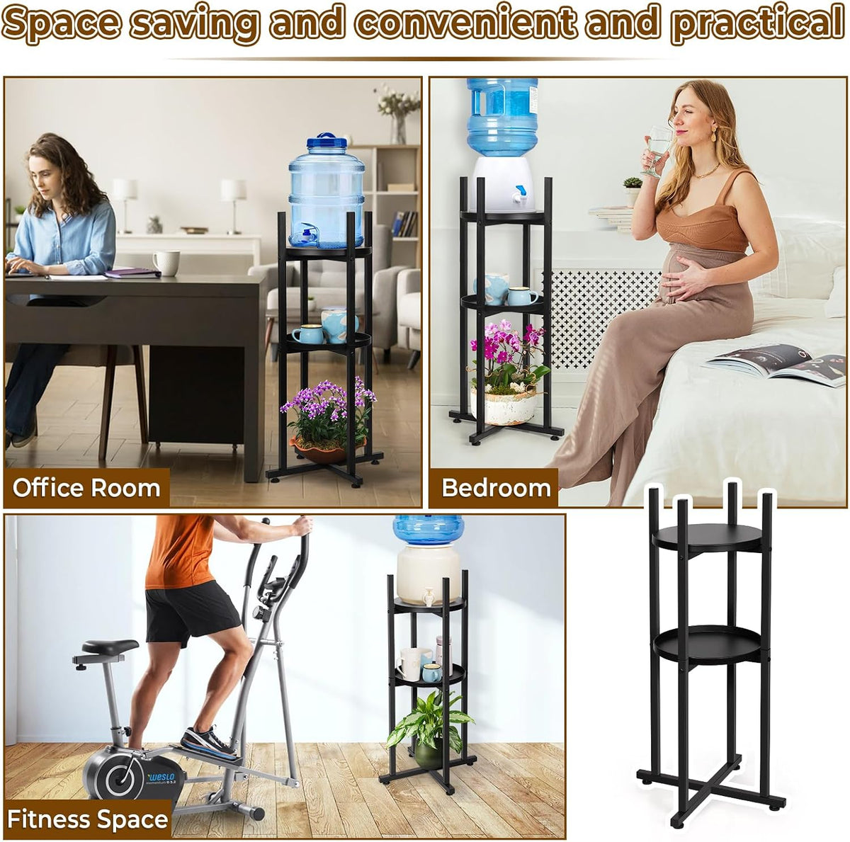 Water Dispenser Stand 5 Gallon Water Jug Floor Stand Sturdy, Black