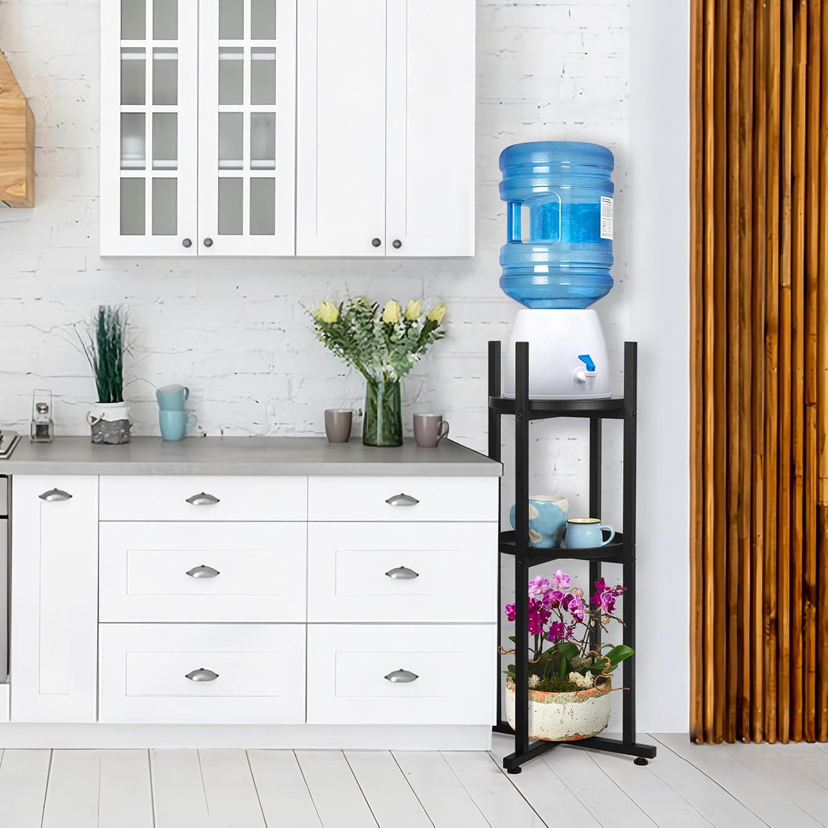 Water Dispenser Stand 5 Gallon Water Jug Floor Stand Sturdy, Black