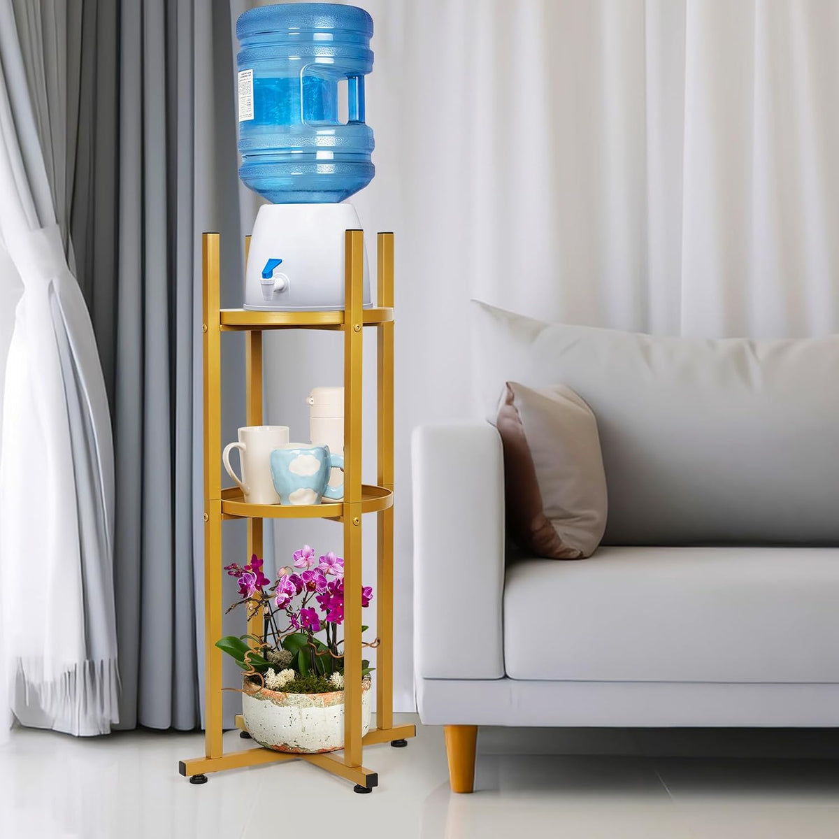 Water Dispenser Stand 5 Gallon Water Jug Floor Stand Sturdy, Black