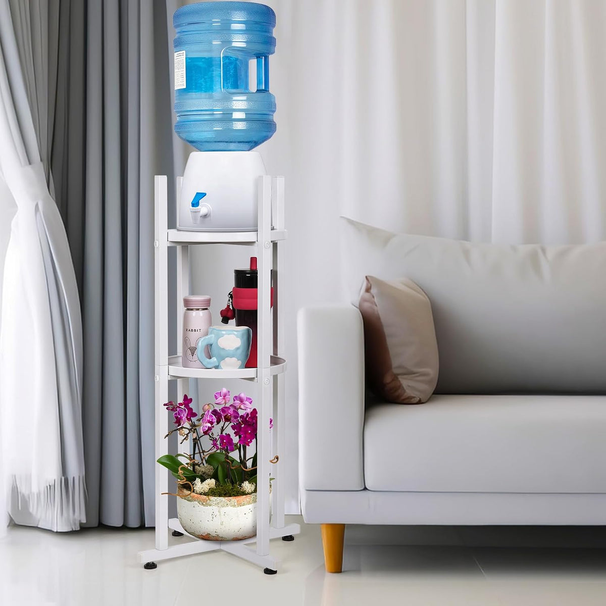 Water Dispenser Stand 5 Gallon Water Jug Floor Stand Sturdy, Black