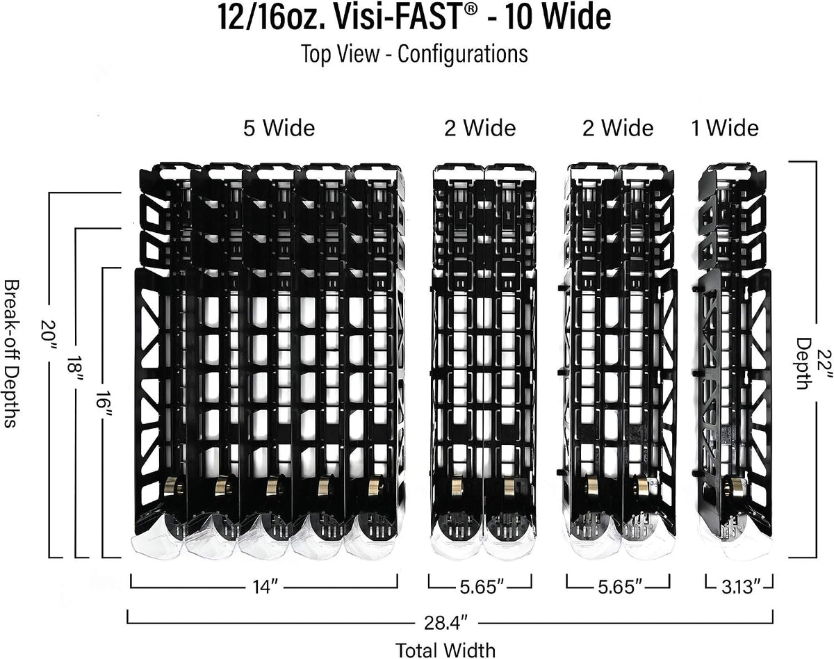 Drink Organizer for Fridge – Visi-Fast Push Dispenser, 12/16oz, 1-Pack
