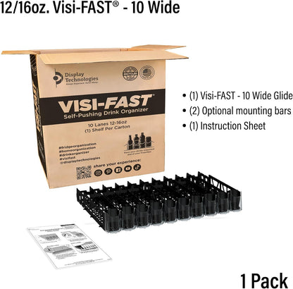 Drink Organizer for Fridge – Visi-Fast Push Dispenser, 12/16oz, 1-Pack