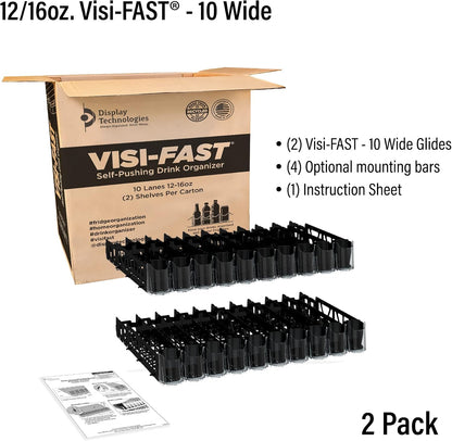 Drink Organizer for Fridge – Visi-Fast Push Dispenser, 12/16oz, 1-Pack