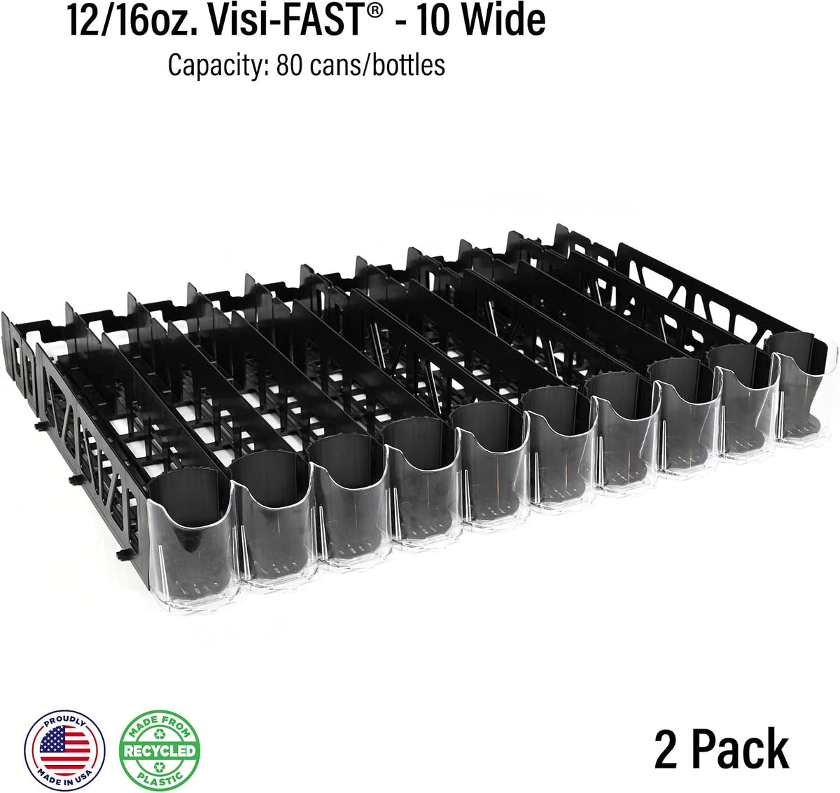 Drink Organizer for Fridge – Visi-Fast Push Dispenser, 12/16oz, 1-Pack