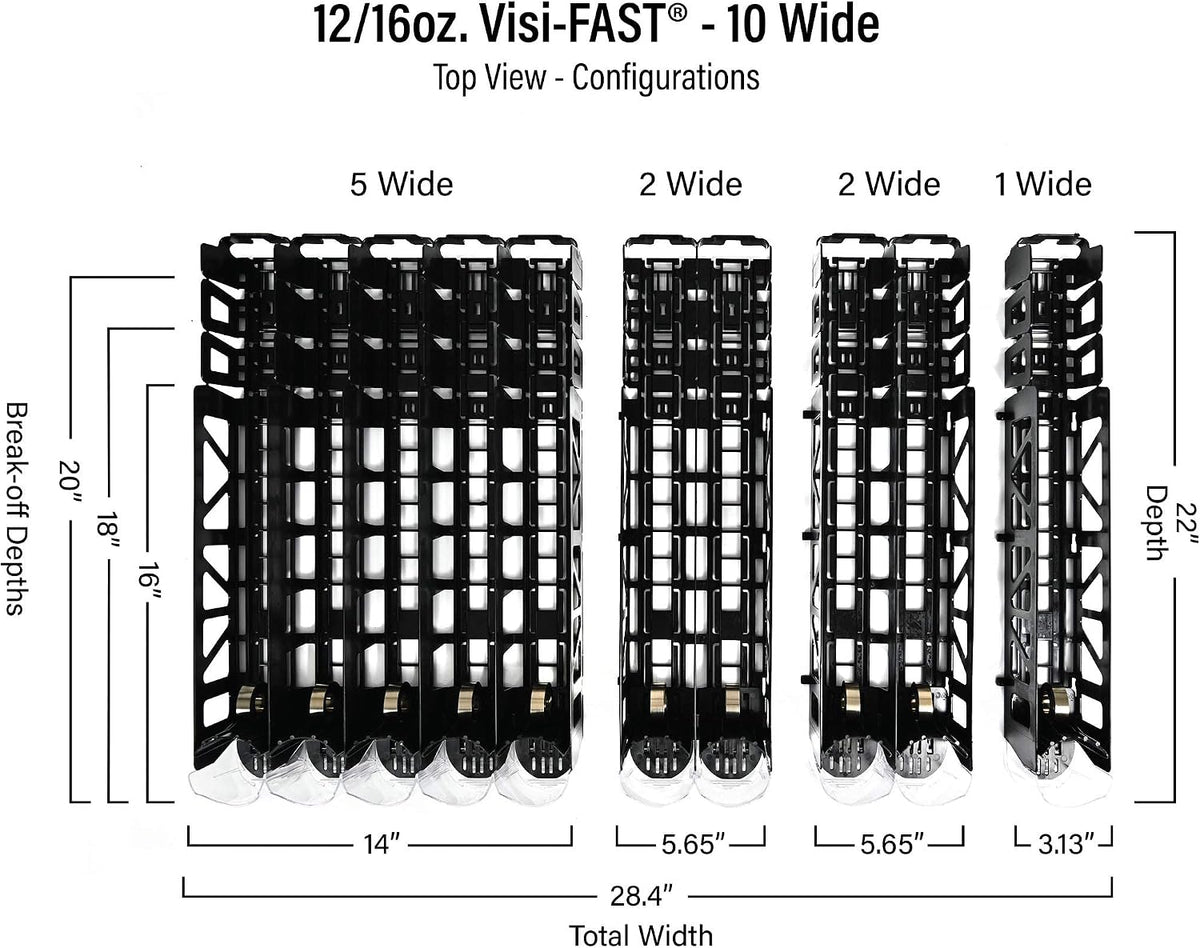 Drink Organizer for Fridge – Visi-Fast Push Dispenser, 12/16oz, 1-Pack