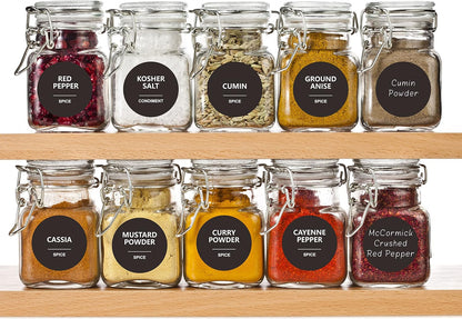 Hebayy 342 Removable Spice Labels,304 Pre-Printed Herb Seeds Seasoning Sauce Oil Vinegar Round Stickers,38 Blank Ones,Waterproof Oil & Tear Resistant,No Residue for Kitchen Pantry Containers Jars