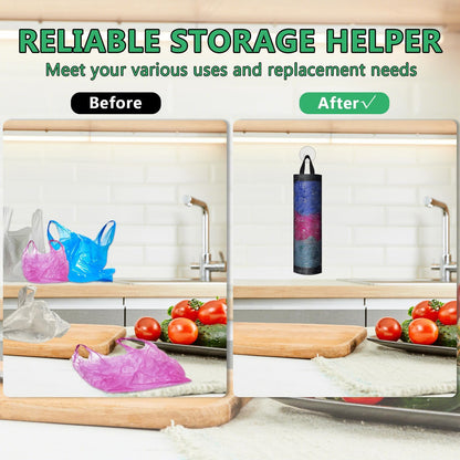 4 Pcs Plastic Bag Holders for Grocery Bags Hanging Mesh Dispenser Organizer | Breathable Polyester, Trash Storage Bags Grocery Shopping Bag Holder, Hangs On Doors, Walls Or Cabinets, for Home and Kitchen