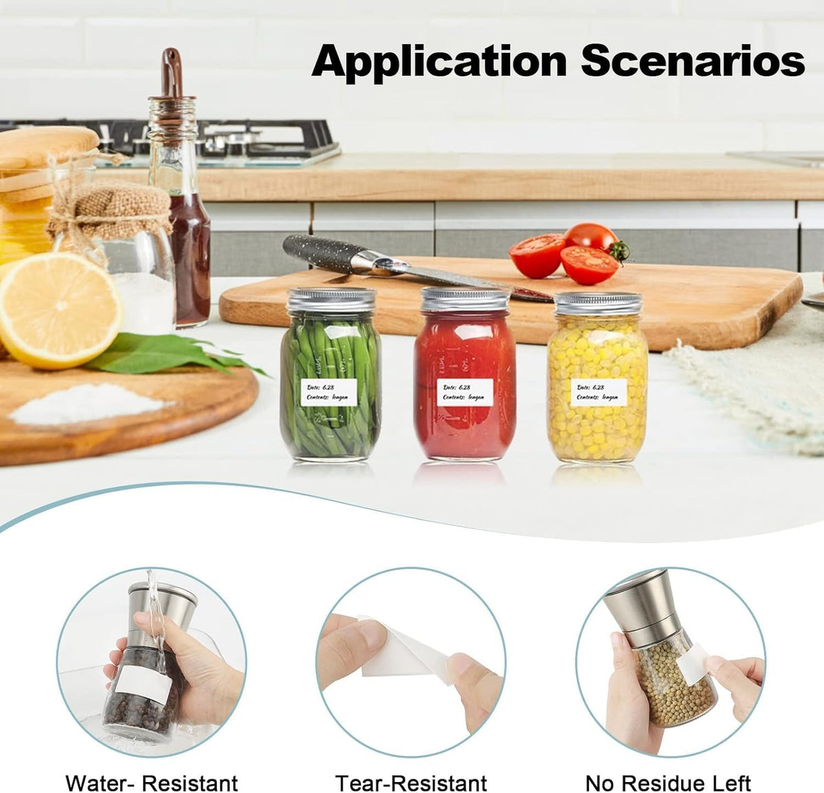 Removable Labels 1.2 x 0.6 Inch Water Resistant for Bottle