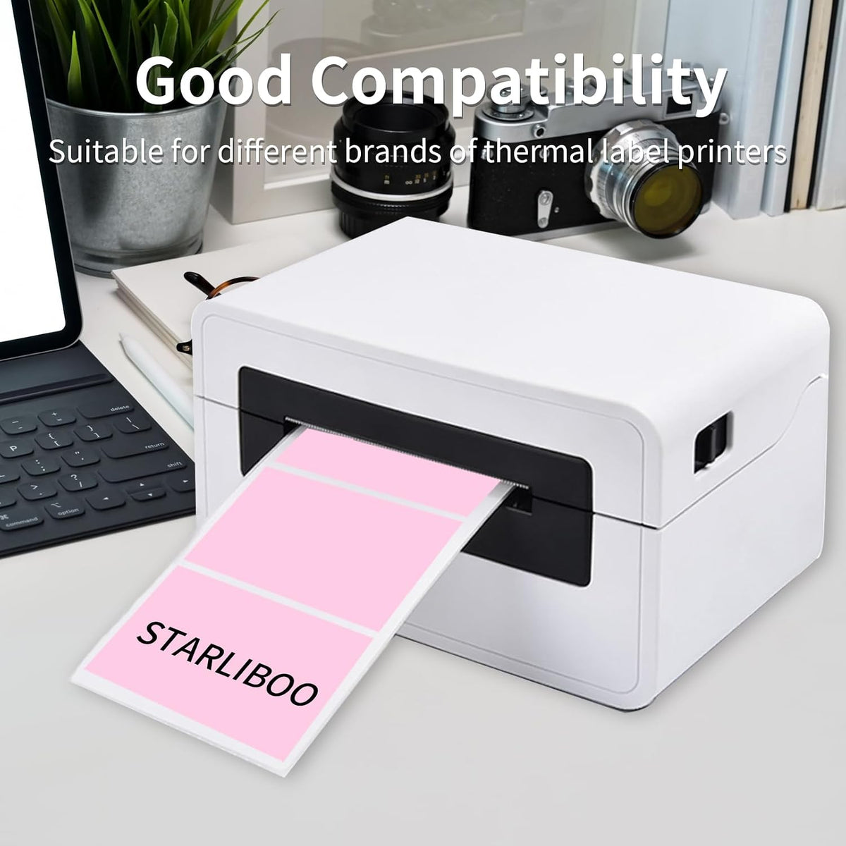 3x2 Inch Transparent Thermal Labels Stickers, Self-Adhesive Clear Waterproof Direct Thermal Label Stickers for Packaging, Shipping, Barcode, Address
