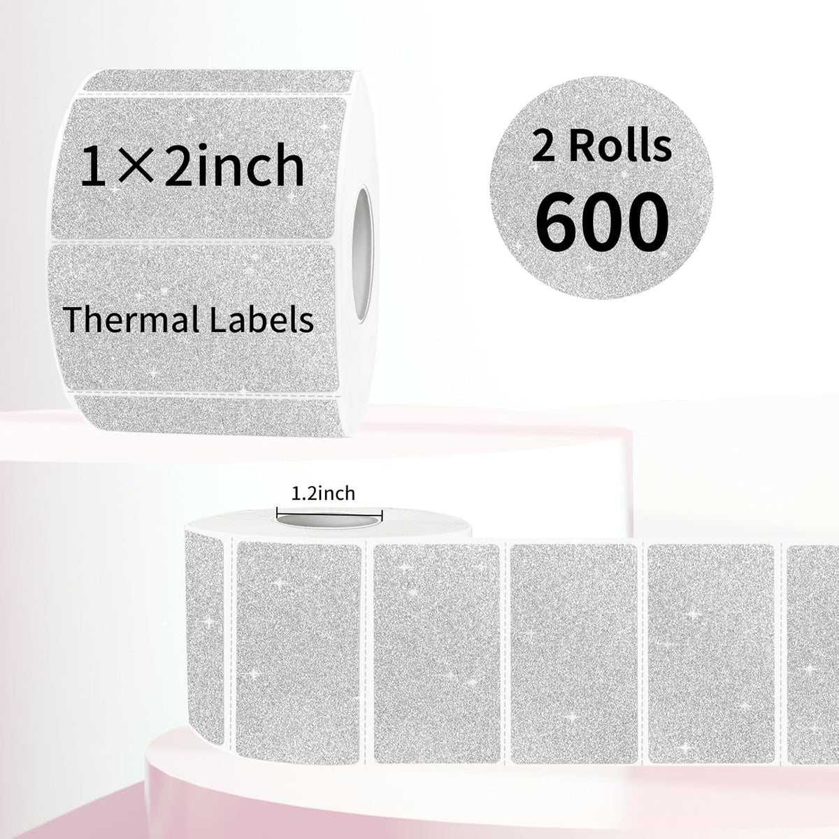 3x2 Inch Transparent Thermal Labels Stickers, Self-Adhesive Clear Waterproof Direct Thermal Label Stickers for Packaging, Shipping, Barcode, Address