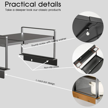 Adjustable Fridge Top Storage Rack,20.8"-36.6" Expandable Organizer Shelf,Refrigerator Storage, Anti-Slip,L-Shaped Design,Space Saver for Kitchen,Laundry,Dorm (Fits Most Appliances)