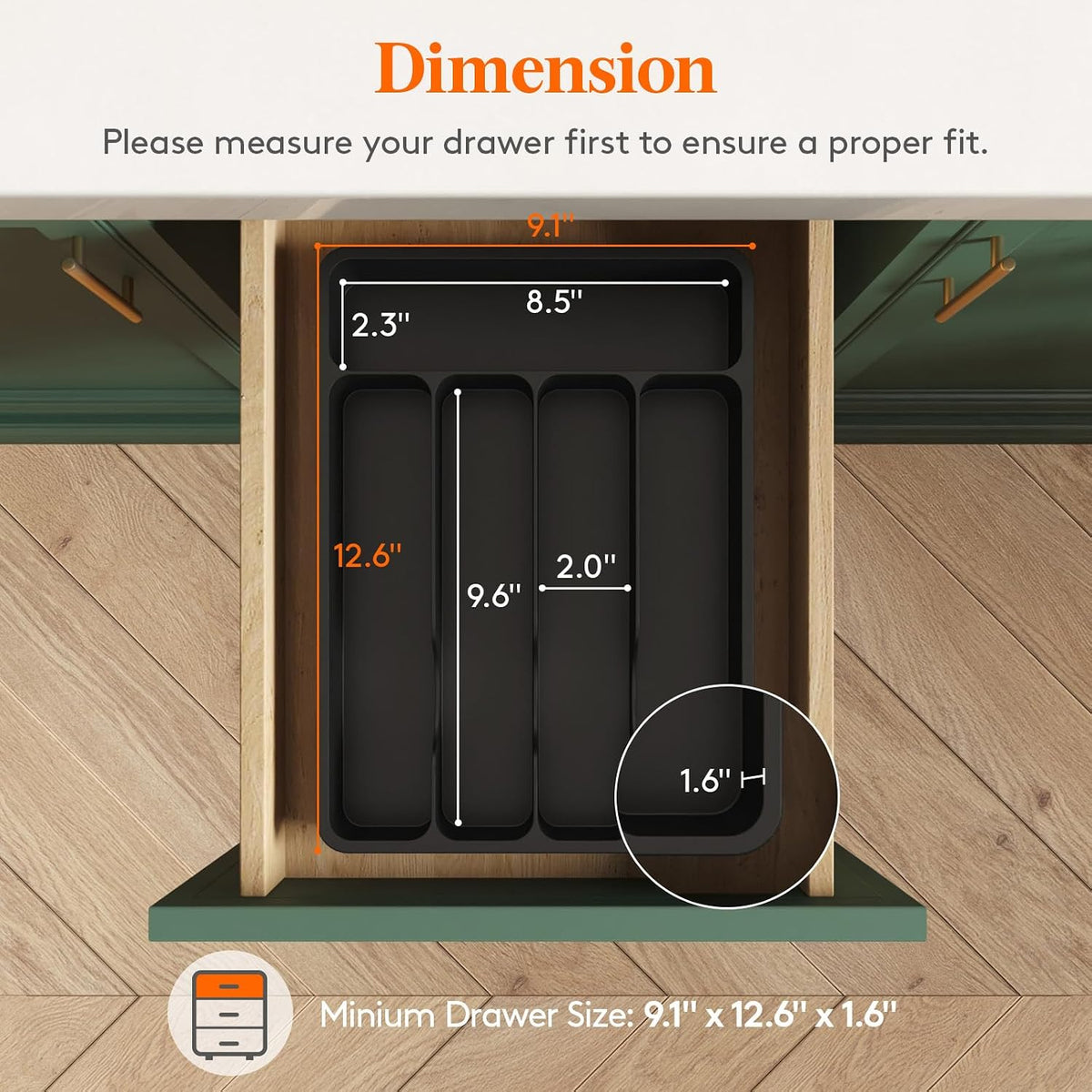 Silverware Drawer Organizer Tray, Cutlery Storage for Kitchen