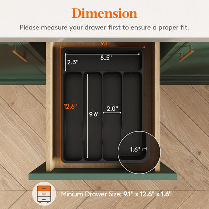 Silverware Drawer Organizer Tray, Cutlery Storage for Kitchen