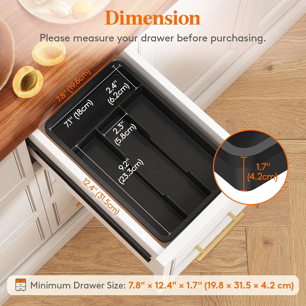 Silverware Drawer Organizer Tray, Cutlery Storage for Kitchen