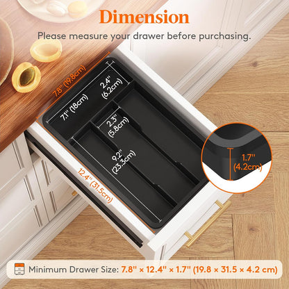 Silverware Drawer Organizer Tray, Cutlery Storage for Kitchen