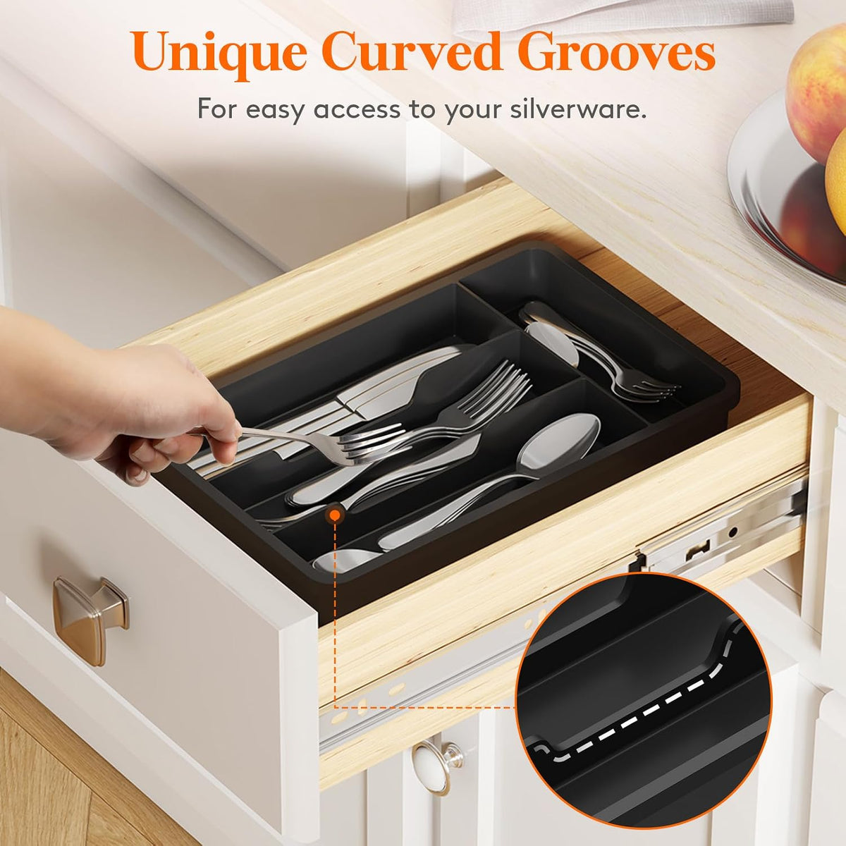 Silverware Drawer Organizer Tray, Cutlery Storage for Kitchen