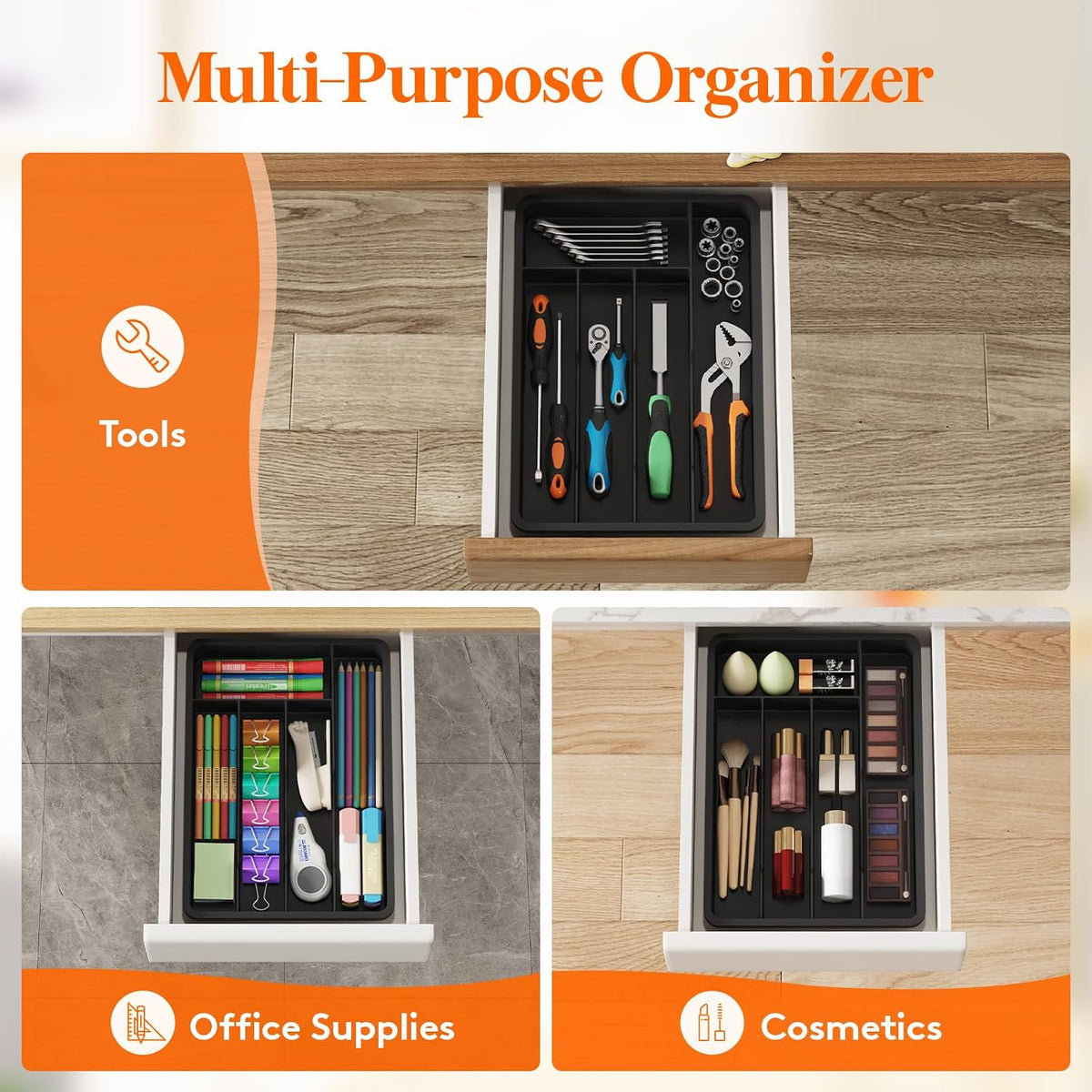 Silverware Drawer Organizer Tray, Cutlery Storage for Kitchen