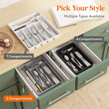 Silverware Drawer Organizer Tray, Cutlery Storage for Kitchen