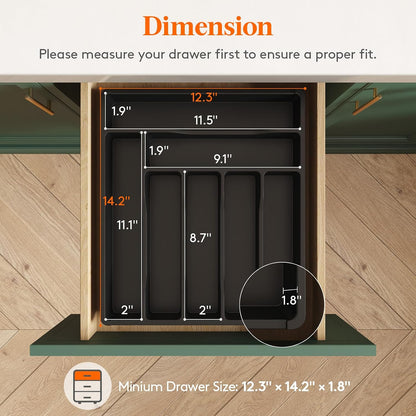 Silverware Drawer Organizer Tray, Cutlery Storage for Kitchen