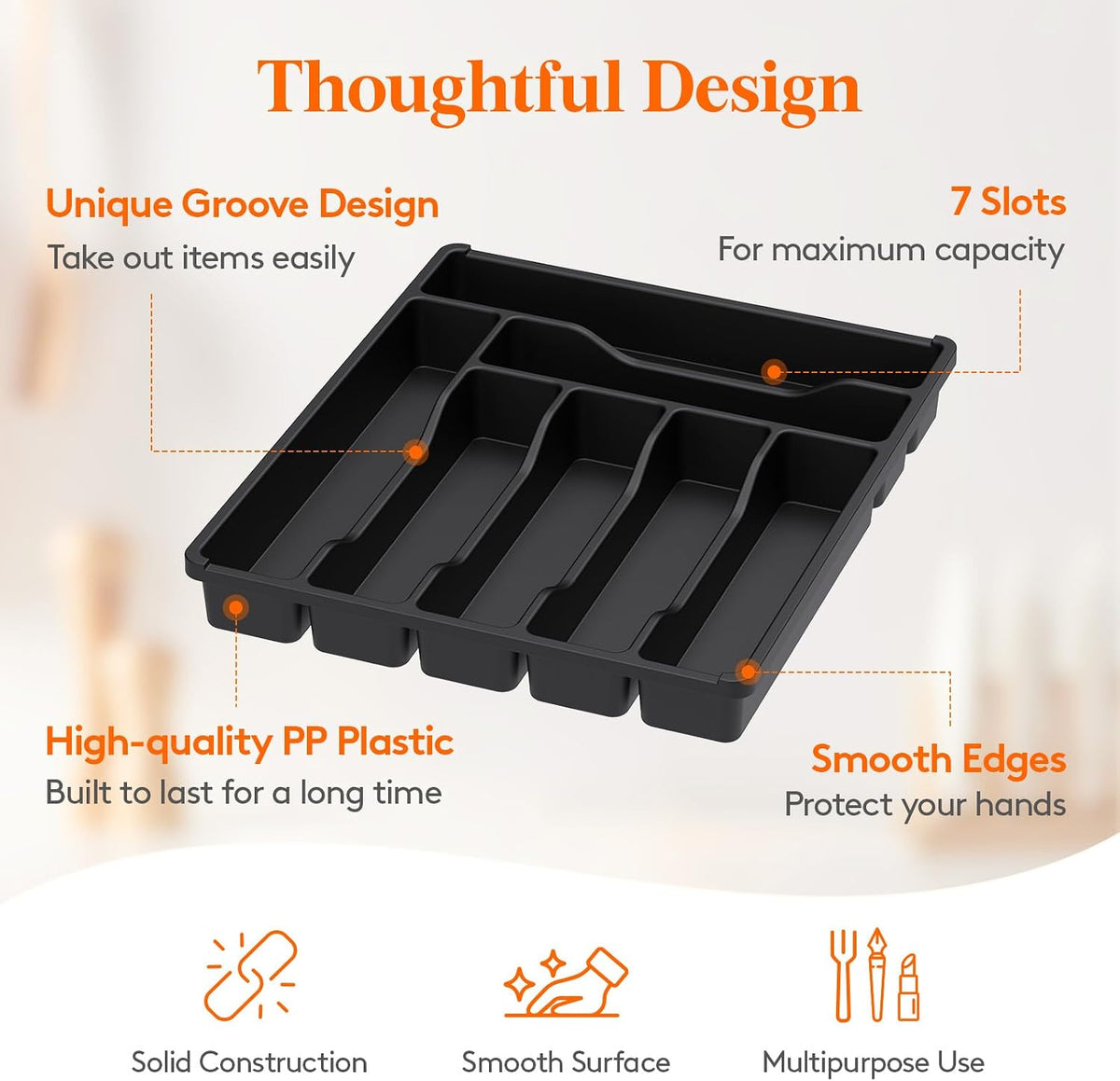 Silverware Drawer Organizer Tray, Cutlery Storage for Kitchen