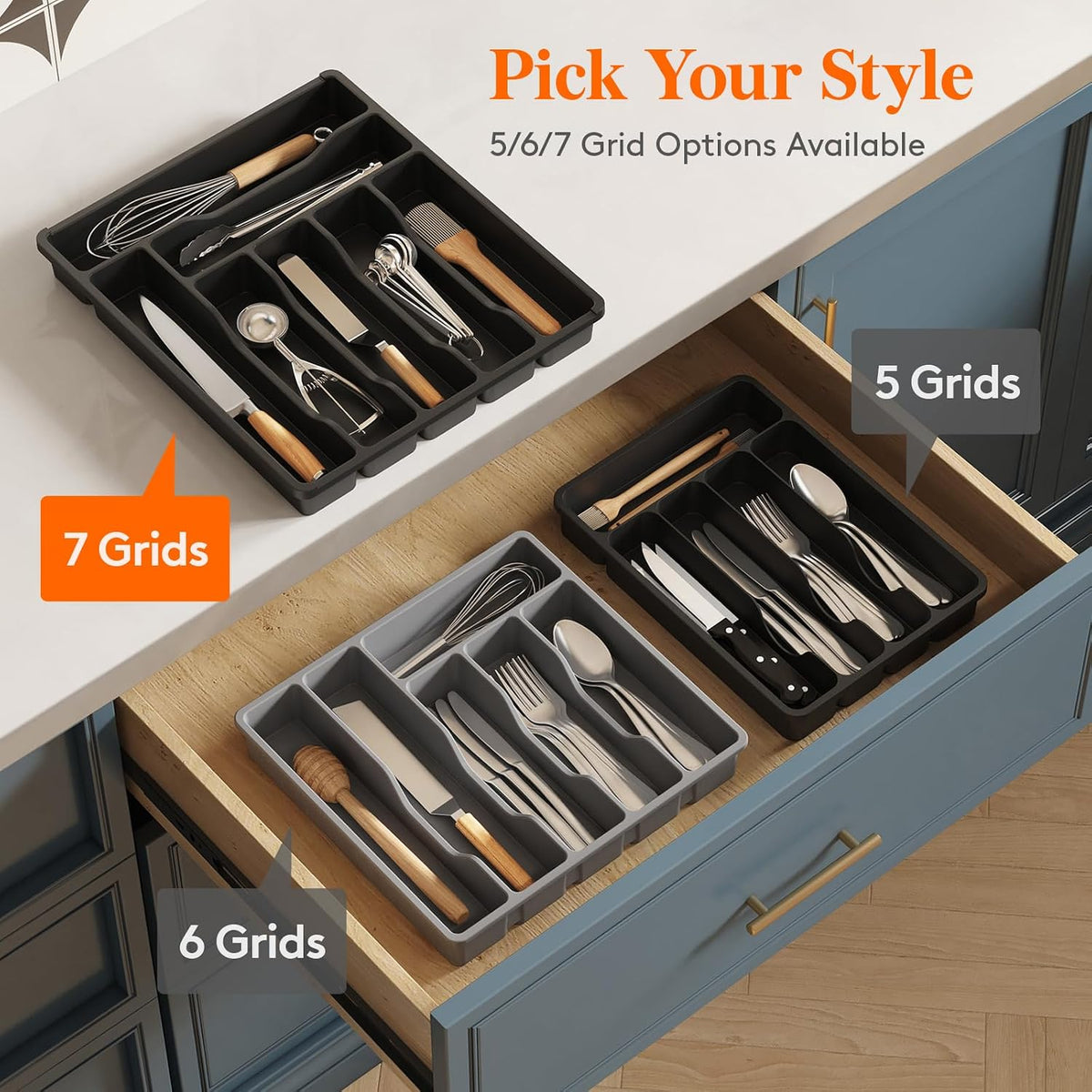 Silverware Drawer Organizer Tray, Cutlery Storage for Kitchen
