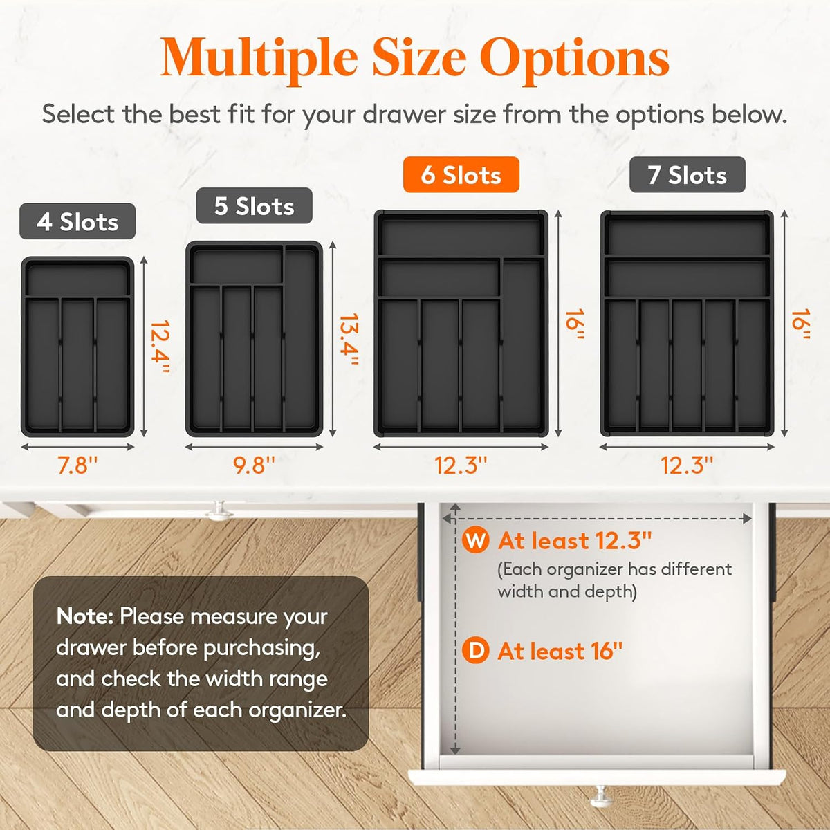Silverware Drawer Organizer Tray, Cutlery Storage for Kitchen