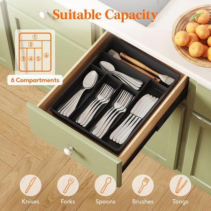 Silverware Drawer Organizer Tray, Cutlery Storage for Kitchen
