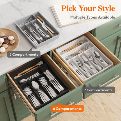 Silverware Drawer Organizer Tray, Cutlery Storage for Kitchen