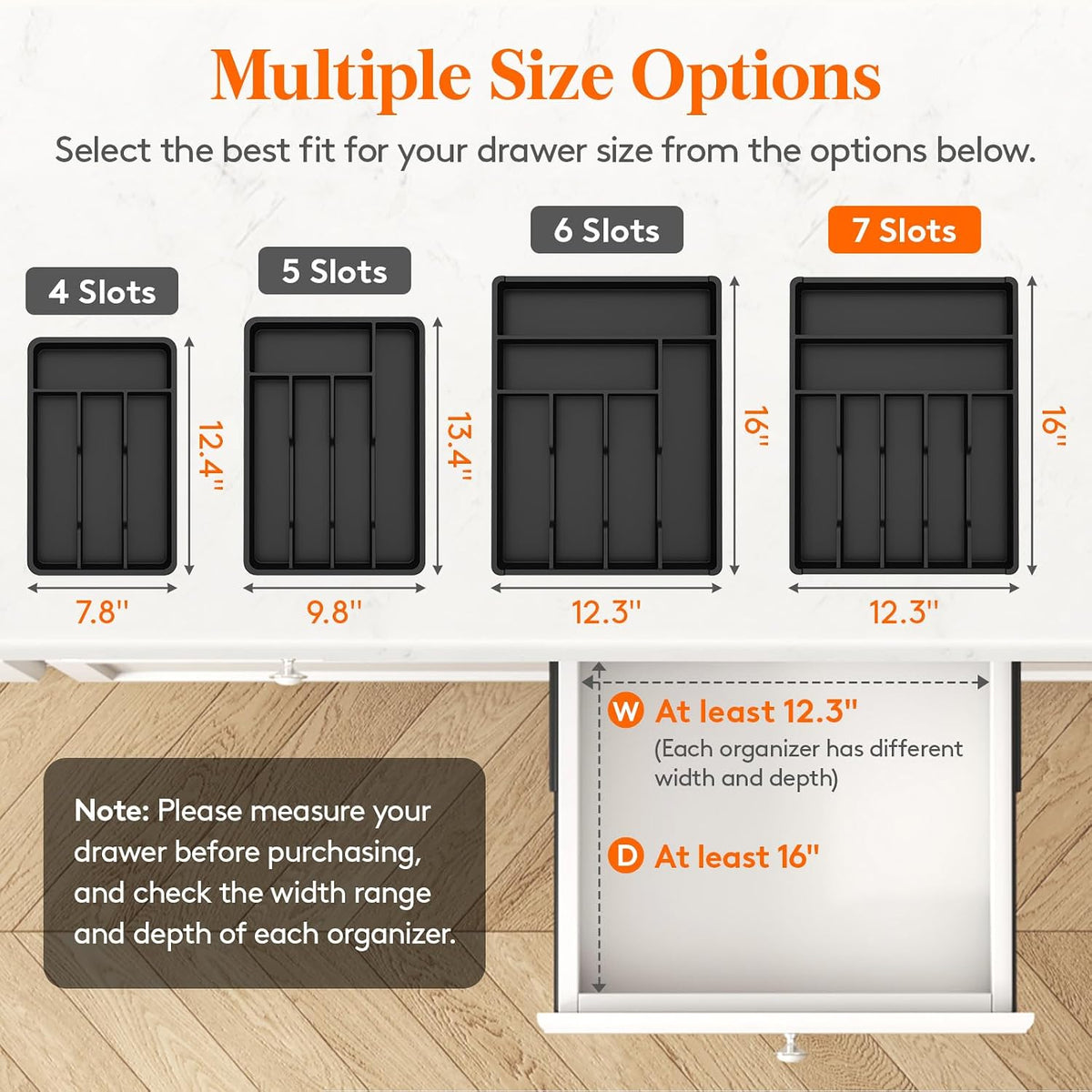 Silverware Drawer Organizer Tray, Cutlery Storage for Kitchen