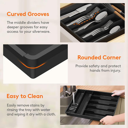 Silverware Drawer Organizer Tray, Cutlery Storage for Kitchen