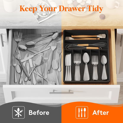 Silverware Drawer Organizer Tray, Cutlery Storage for Kitchen