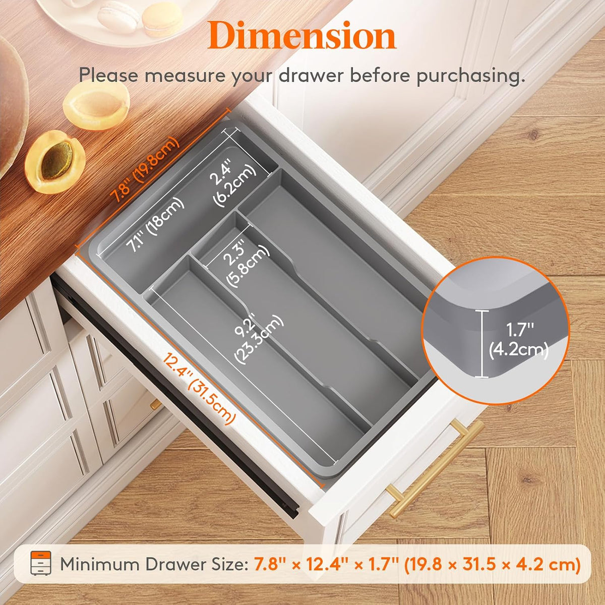 Silverware Drawer Organizer Tray, Cutlery Storage for Kitchen