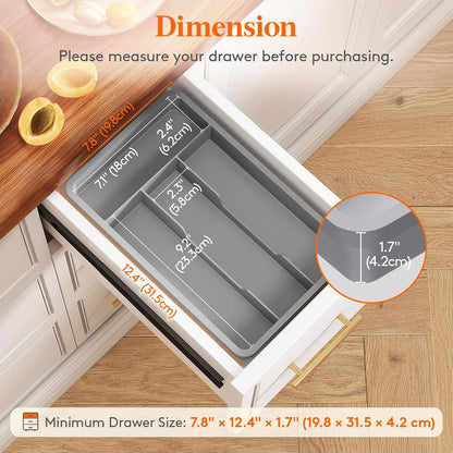 Silverware Drawer Organizer Tray, Cutlery Storage for Kitchen