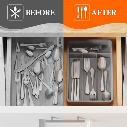 Silverware Drawer Organizer Tray, Cutlery Storage for Kitchen