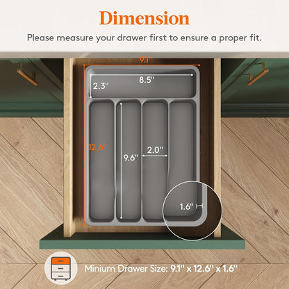 Silverware Drawer Organizer Tray, Cutlery Storage for Kitchen