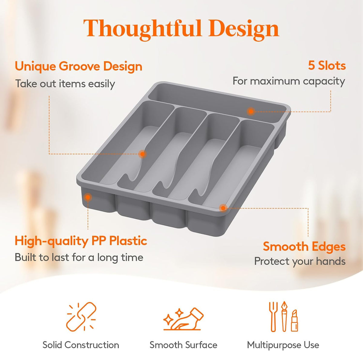 Silverware Drawer Organizer Tray, Cutlery Storage for Kitchen