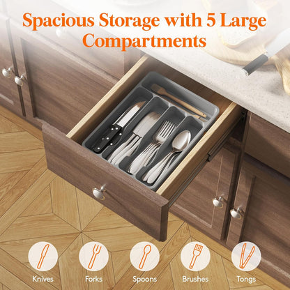 Silverware Drawer Organizer Tray, Cutlery Storage for Kitchen
