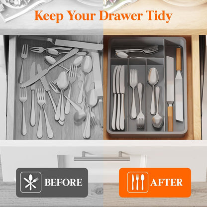 Silverware Drawer Organizer Tray, Cutlery Storage for Kitchen