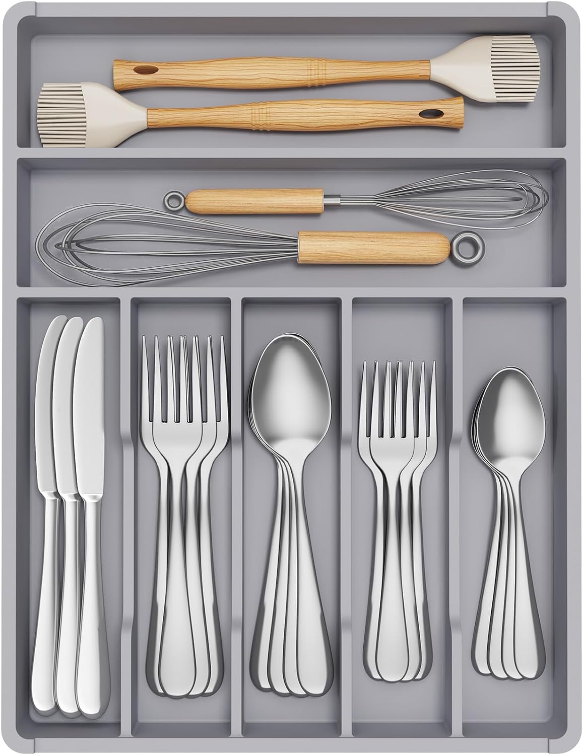 Silverware Drawer Organizer Tray, Cutlery Storage for Kitchen