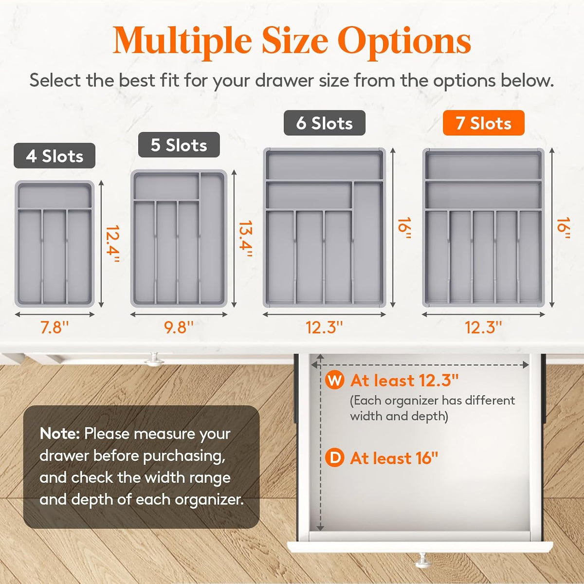 Silverware Drawer Organizer Tray, Cutlery Storage for Kitchen