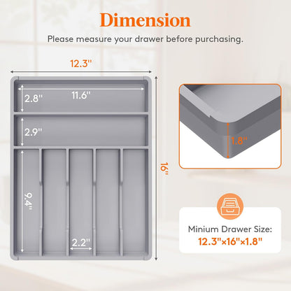 Silverware Drawer Organizer Tray, Cutlery Storage for Kitchen