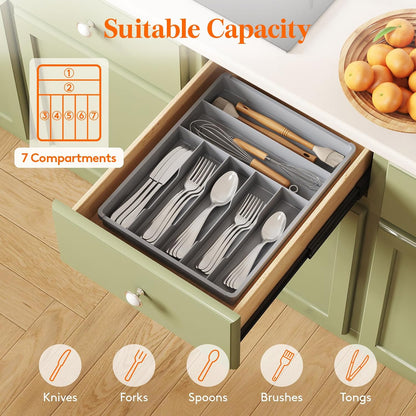 Silverware Drawer Organizer Tray, Cutlery Storage for Kitchen