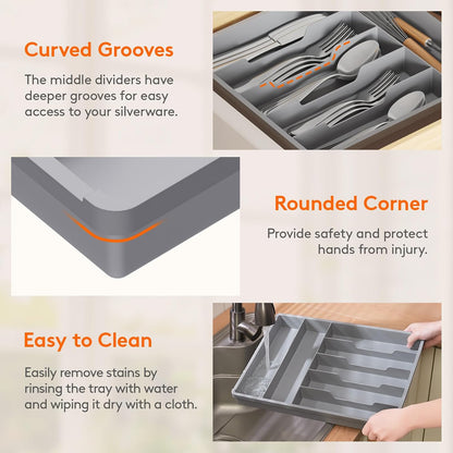Silverware Drawer Organizer Tray, Cutlery Storage for Kitchen