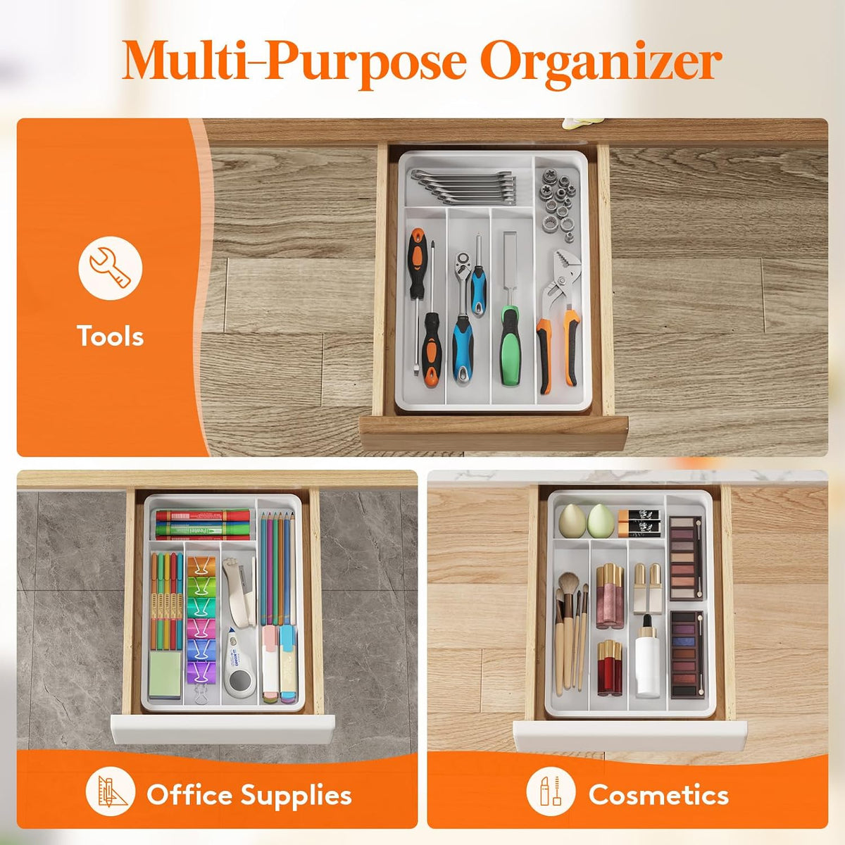 Silverware Drawer Organizer Tray, Cutlery Storage for Kitchen