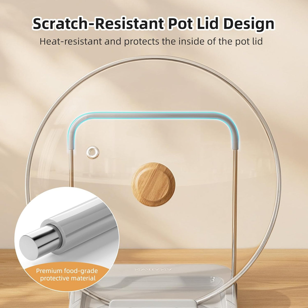 Pot Lid Holder with Innovative Wavy Spoon Rest, Foldable Pan Lid Organizer with 4 Nonslip Suction Pads, Anti-Rust Crock Pot Lid and Spoon Rest for Kitchen Counter & Stove Top, Grey