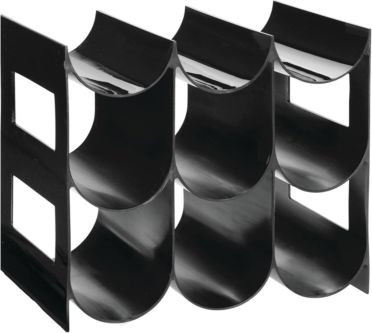 Plastic Water Bottle Organization/Wine Rack Storage Organizer for Kitchen Countertops, Cabinet, Bin, Pantry, Fridge, Refrigerator, 3 Tiers, 9 Bottles, Lumiere Collection - Black