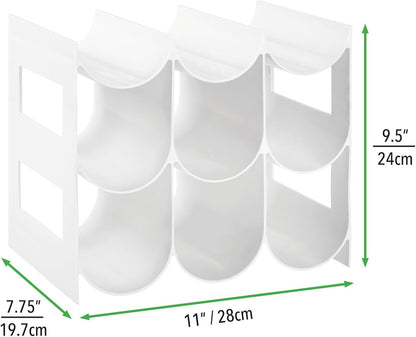 Plastic Water Bottle Organization/Wine Rack Storage Organizer for Kitchen Countertops, Cabinet, Bin, Pantry, Fridge, Refrigerator, 3 Tiers, 9 Bottles, Lumiere Collection - Black