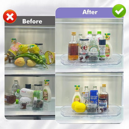 360° Rotating Lazy Susan Turntable - Multifunctional Rectangular Organizer 16.5" x 11.1" for Refrigerator, Cabinet, Pantry, and Kitchen Countertop