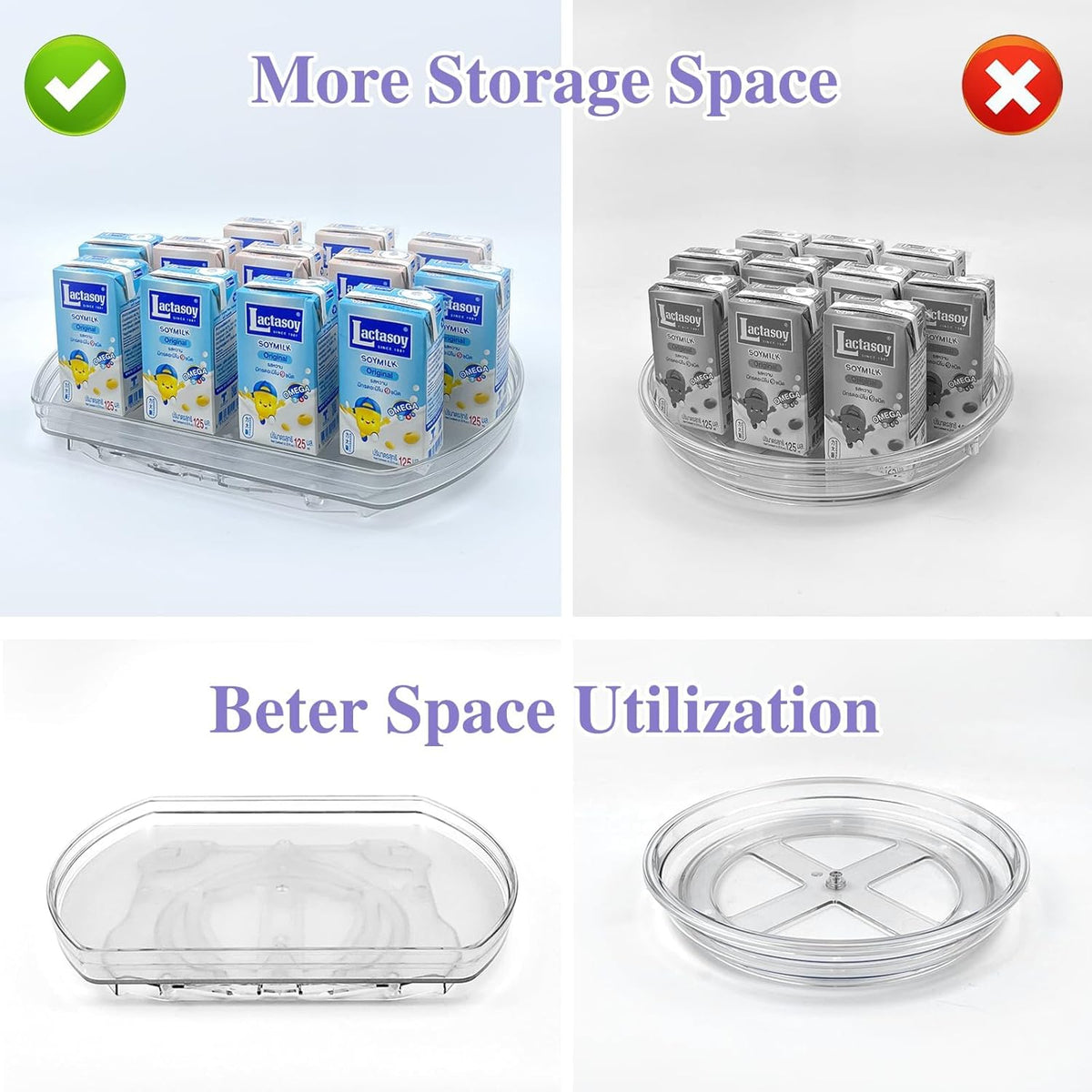 360° Rotating Lazy Susan Turntable - Multifunctional Rectangular Organizer 16.5" x 11.1" for Refrigerator, Cabinet, Pantry, and Kitchen Countertop
